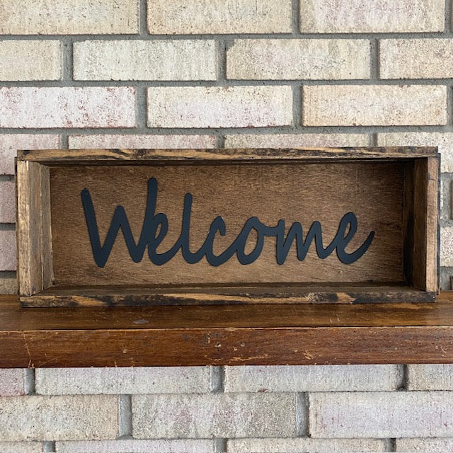 Handmade Wood Box Welcome