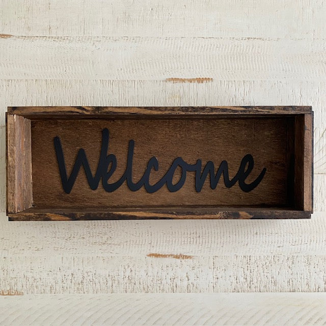 Handmade Wood Box Welcome