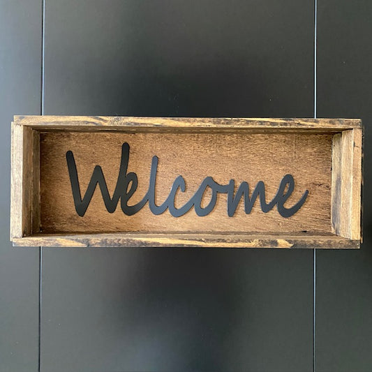 Handmade Wood Box Welcome