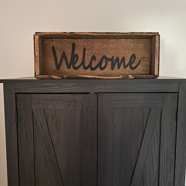 Handmade Wood Box Welcome