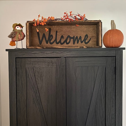 Handmade Wood Box Welcome