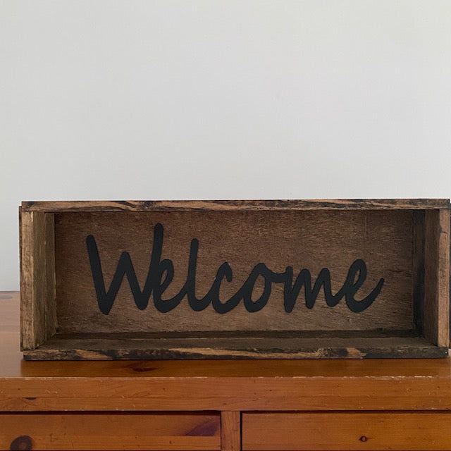 Handmade Wood Box Welcome