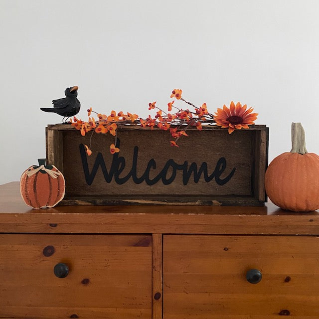 Handmade Wood Box Welcome