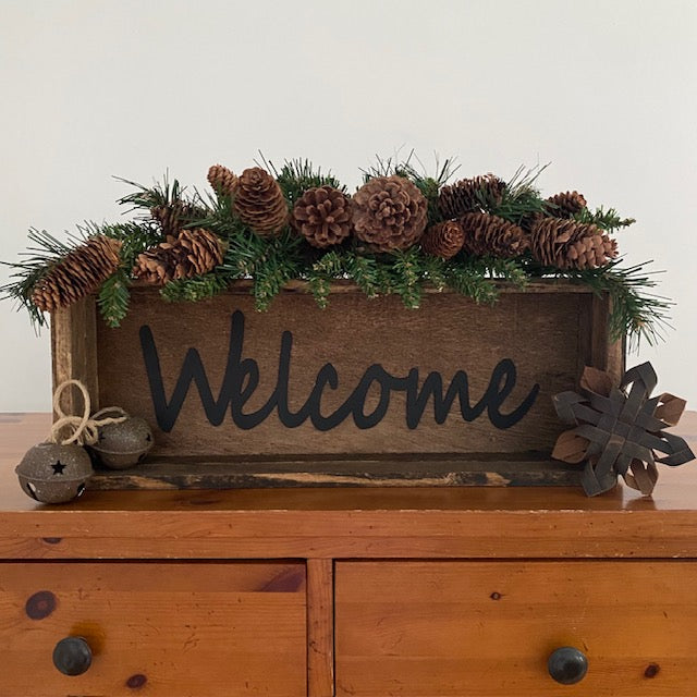 Handmade Wood Box Welcome