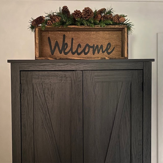 Handmade Wood Box Welcome