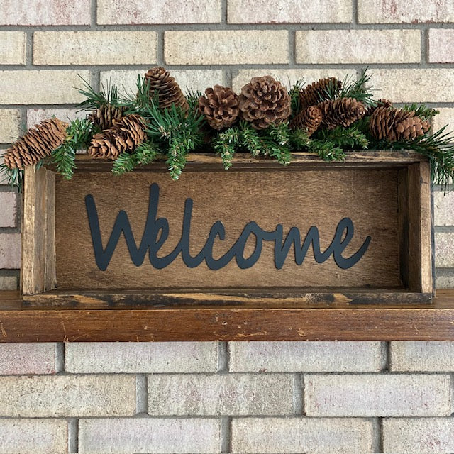Handmade Wood Box Welcome