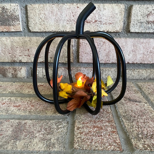Primitive Wrought Iron 3D Pumpkin Tea Light Holder
