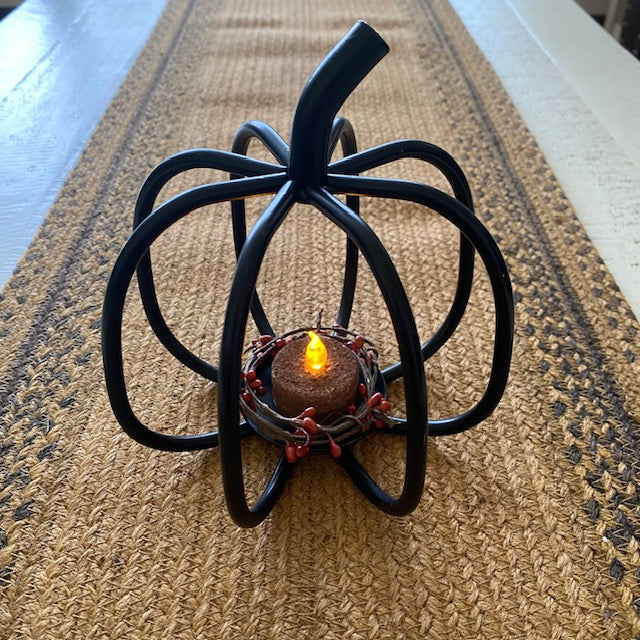 Wrought Iron 3D Pumpkin Tea Light Holder