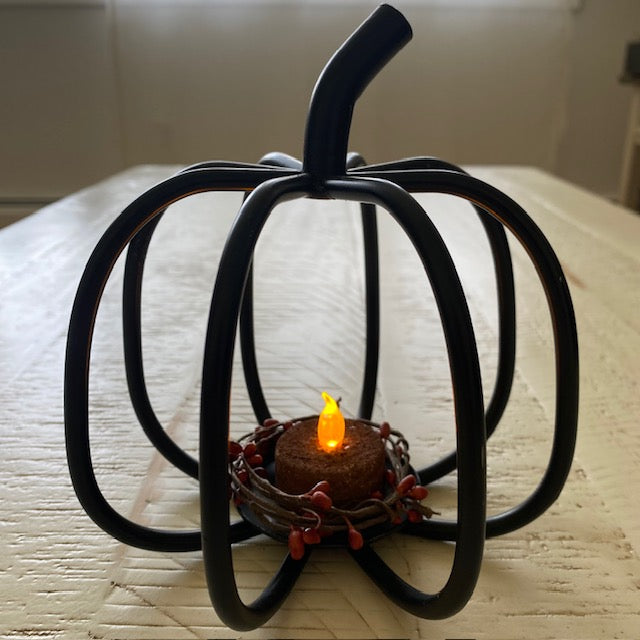 Wrought Iron 3D Pumpkin Tea Light Holder