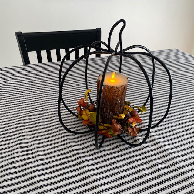 Wrought Iron 3D Pumpkin Pillar Candle Holder