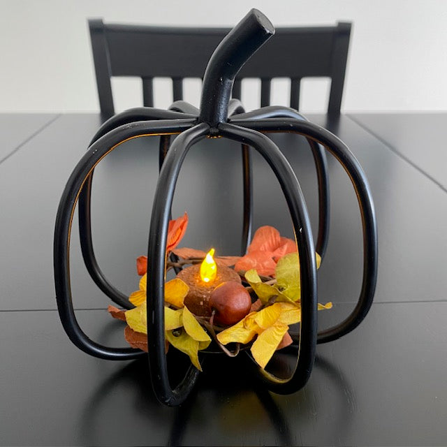 Wrought Iron 3D Pumpkin Tea Light Holder