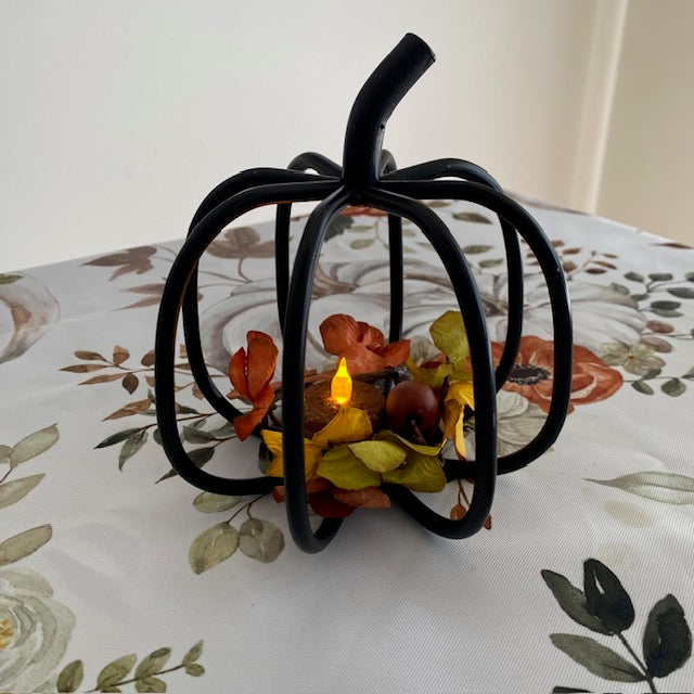 Wrought Iron 3D Pumpkin Tea Light Holder
