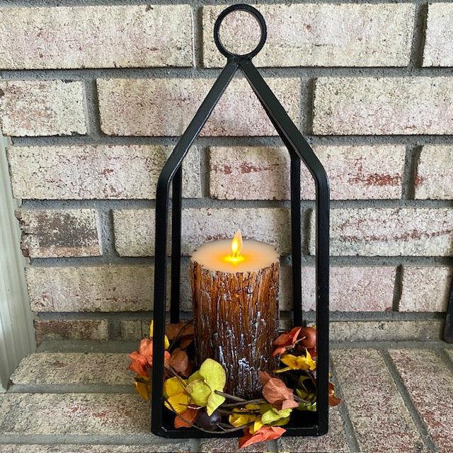 Primitive Wrought Iron Lantern Candle Holder