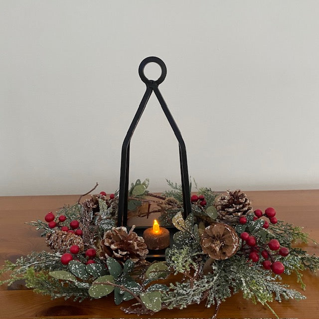 Primitive Wrought Iron Lantern Candle Holder