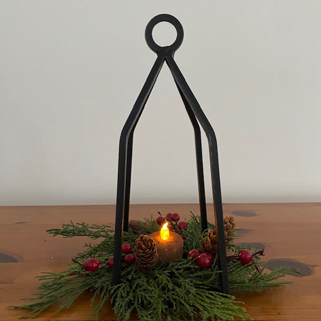 Primitive Wrought Iron Lantern Candle Holder