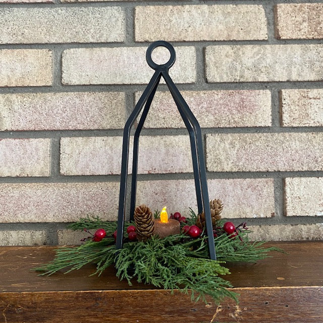 Primitive Wrought Iron Lantern Candle Holder