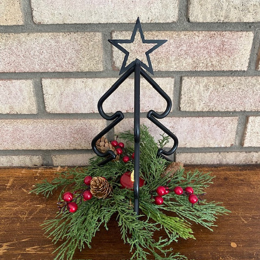 Primitive Iron 3D Christmas Tree Tea Light Candle Holder