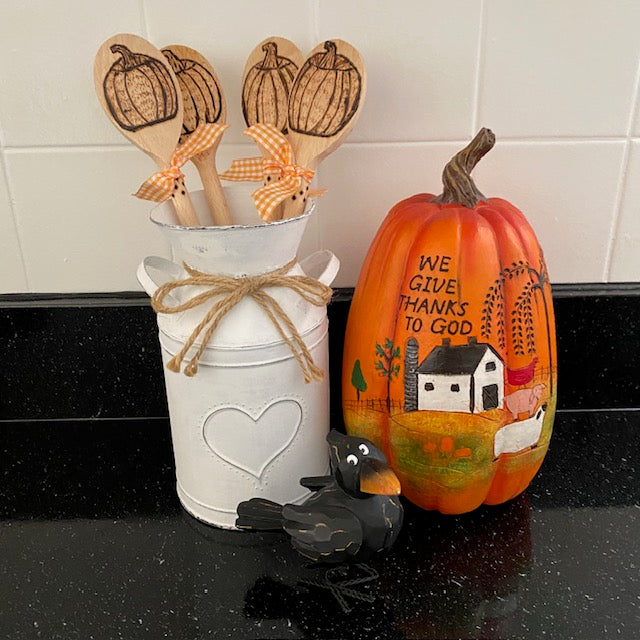Pumpkin Wooden Spoon Hand Burned