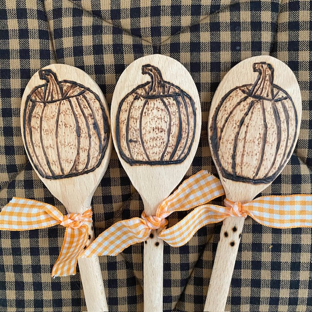 Pumpkin Wooden Spoon Hand Burned