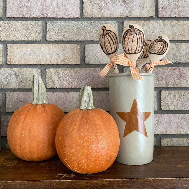 Pumpkin Wooden Spoon Hand Burned