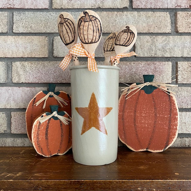 Pumpkin Wooden Spoon Hand Burned