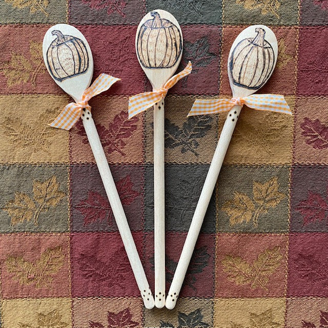 Pumpkin Wooden Spoon Hand Burned