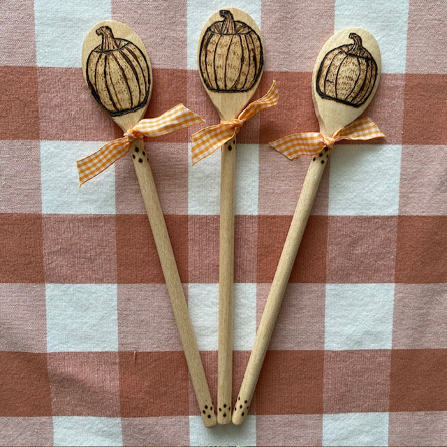 Pumpkin Wooden Spoon Hand Burned