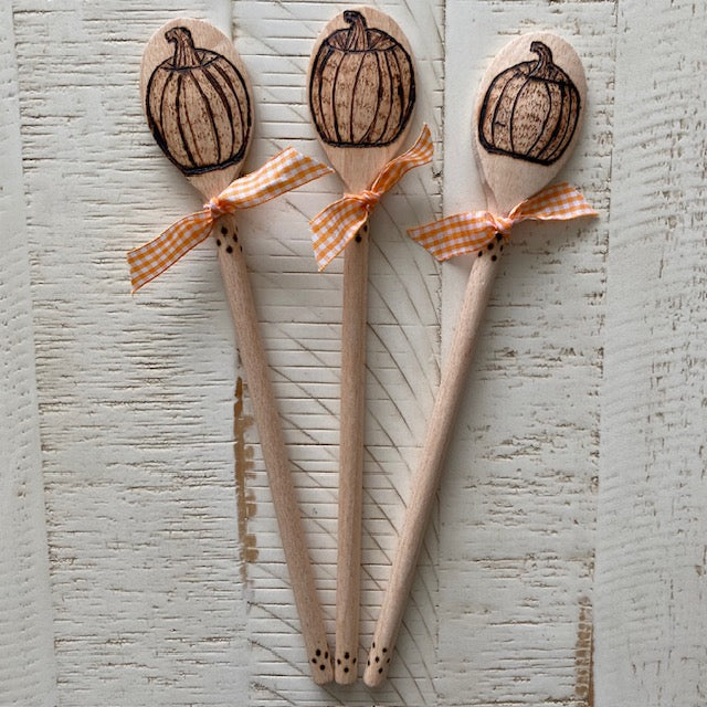 Pumpkin Wooden Spoon Hand Burned