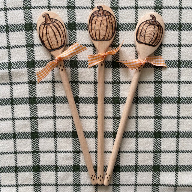Pumpkin Wooden Spoon Hand Burned