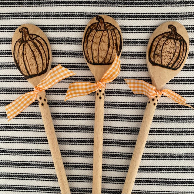 Pumpkin Wooden Spoon Hand Burned