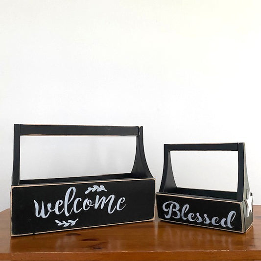 Wood Tote Set of Two