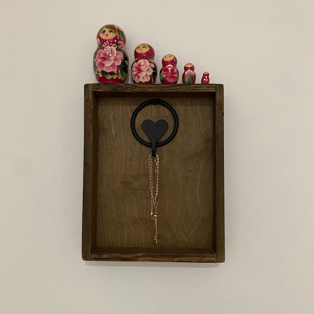 Key Holder Wood Box with Heart Hook