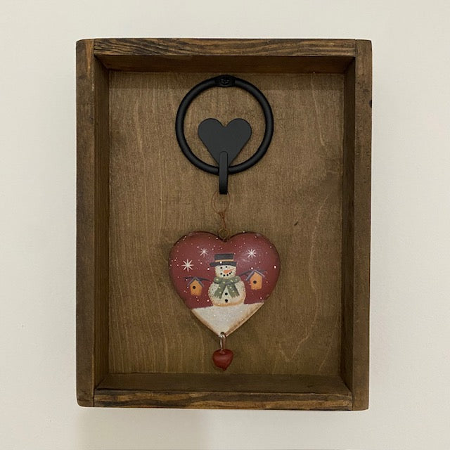 Key Holder Wood Box with Heart Hook