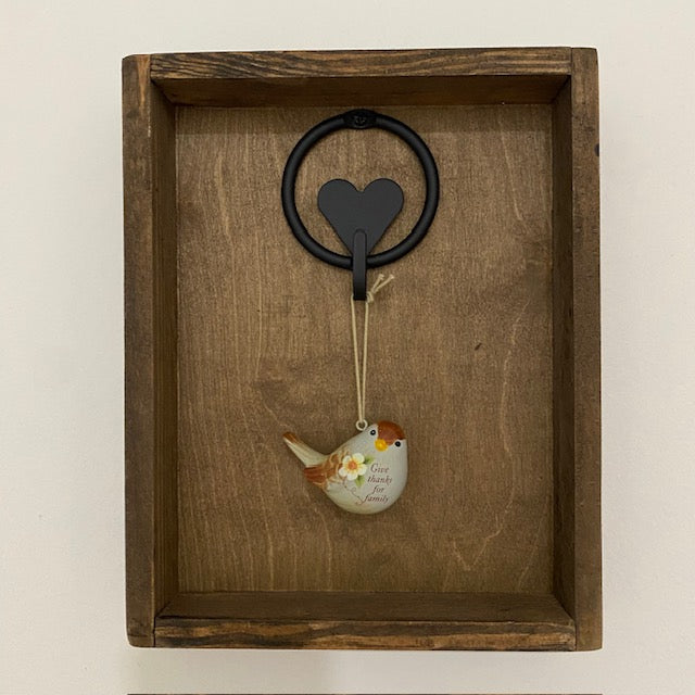 Key Holder Wood Box with Heart Hook