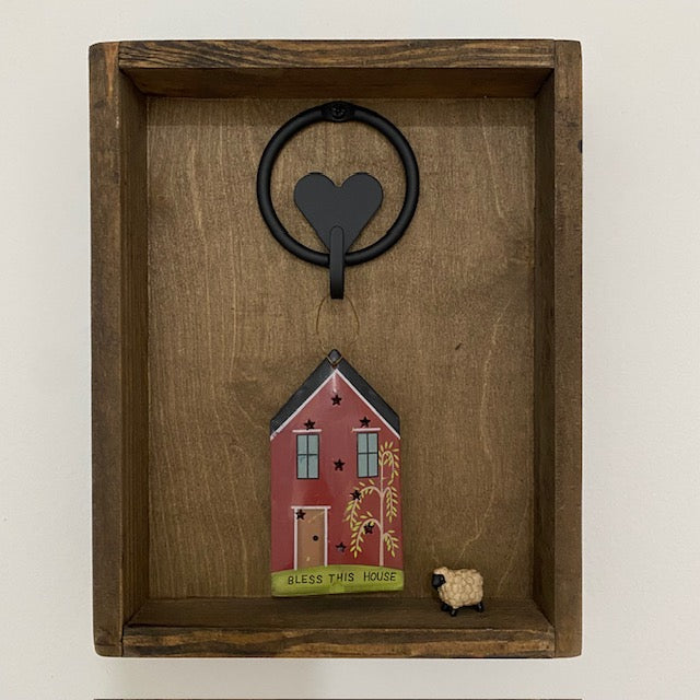 Key Holder Wood Box with Heart Hook