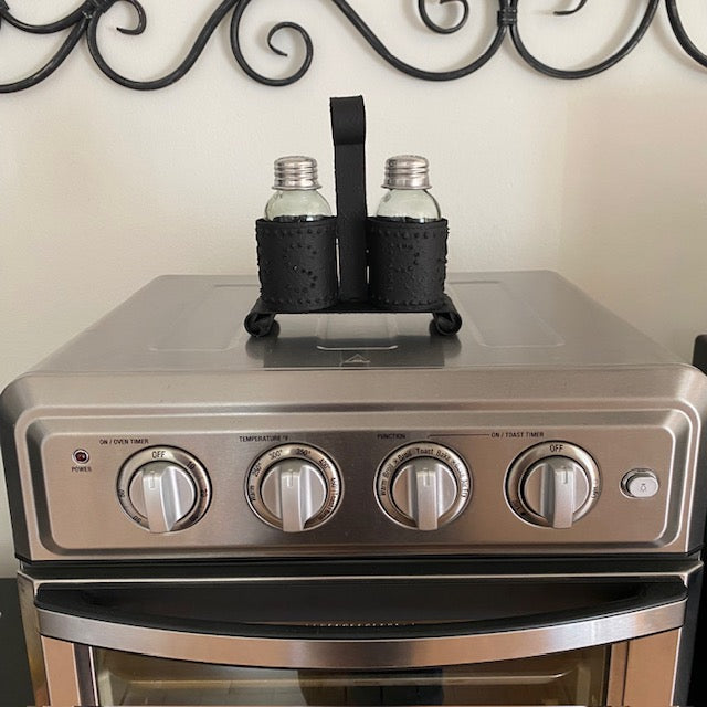 Primitive Style Punched Tin Salt and Pepper Shaker Holder