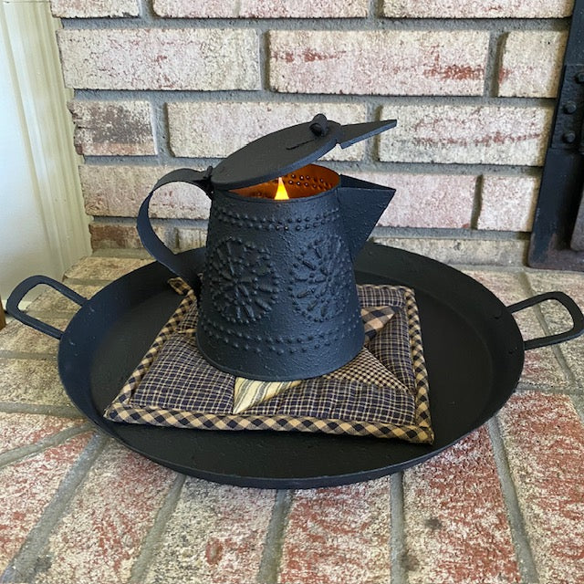 Primitive Style Punched Tin Decorative Teapot