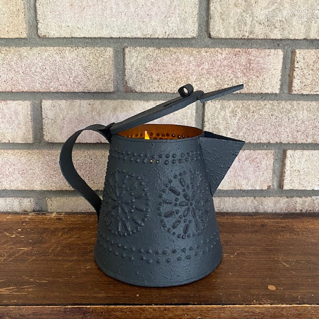 Primitive Style Punched Tin Decorative Teapot