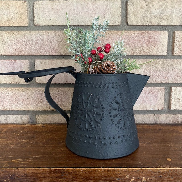 Primitive Style Punched Tin Decorative Teapot