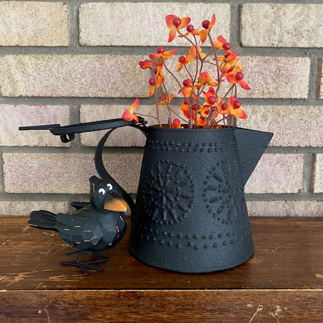 Primitive Style Punched Tin Decorative Teapot