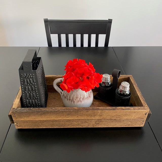 Primitive Style Punched Tin Salt and Pepper Shaker Holder
