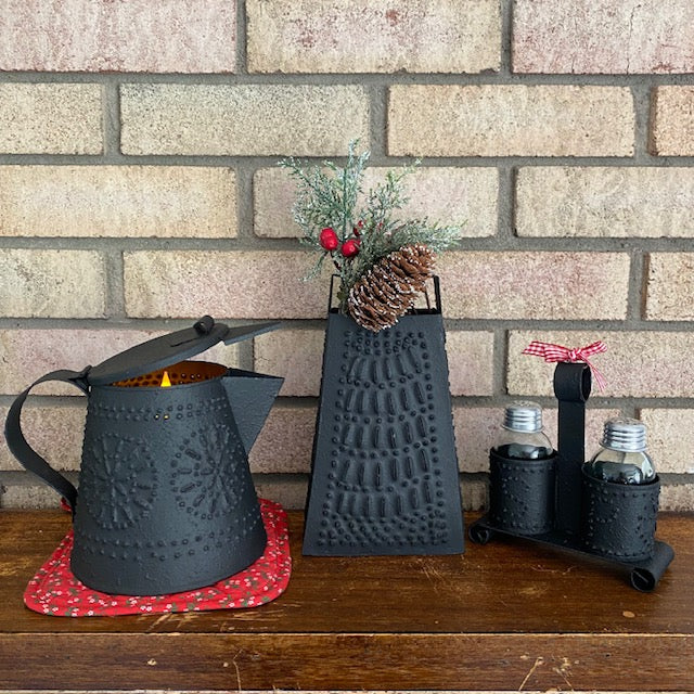 Primitive Style Punched Tin Decorative Teapot