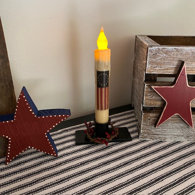 Primitive Iron Taper Candle Holder Windowsill