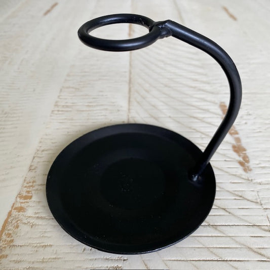 Primitive Iron Taper Candle Holder with Plate