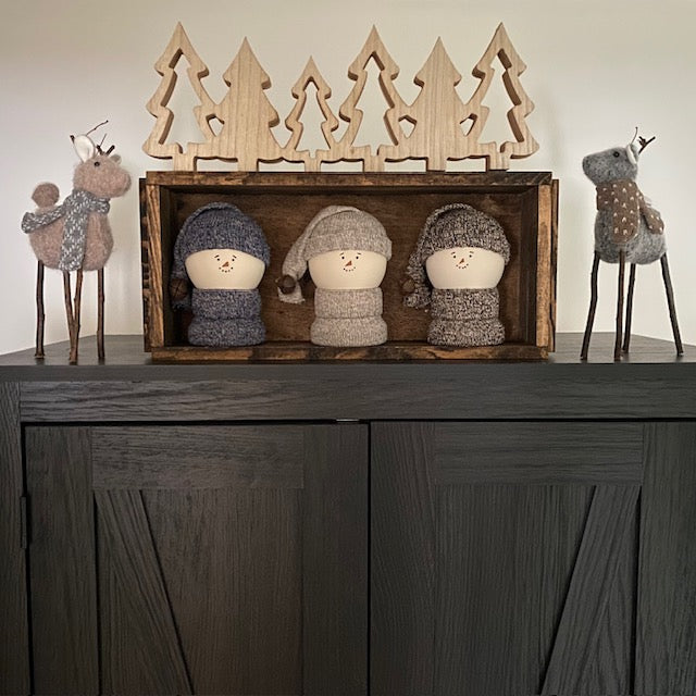 Primitive Wooden Snowman Decor with Wool Sweater and Rusty Bell, Handcrafted Country Christmas Shelf Sitter, Rustic Winter Folk Art