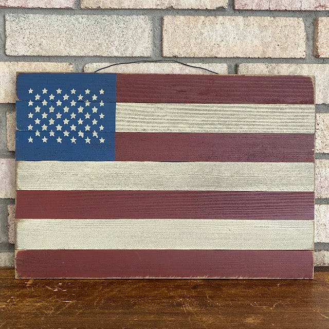 Handcrafted Wooden American Flag Artwork