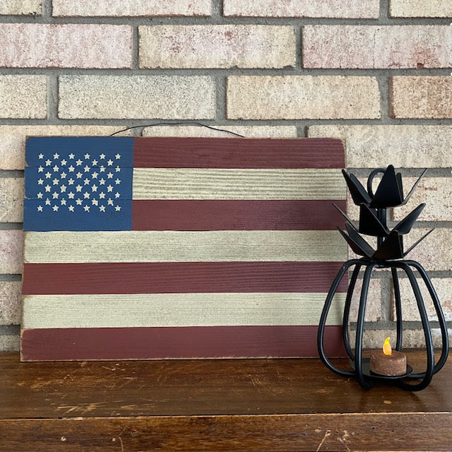 Handcrafted Wooden American Flag Artwork