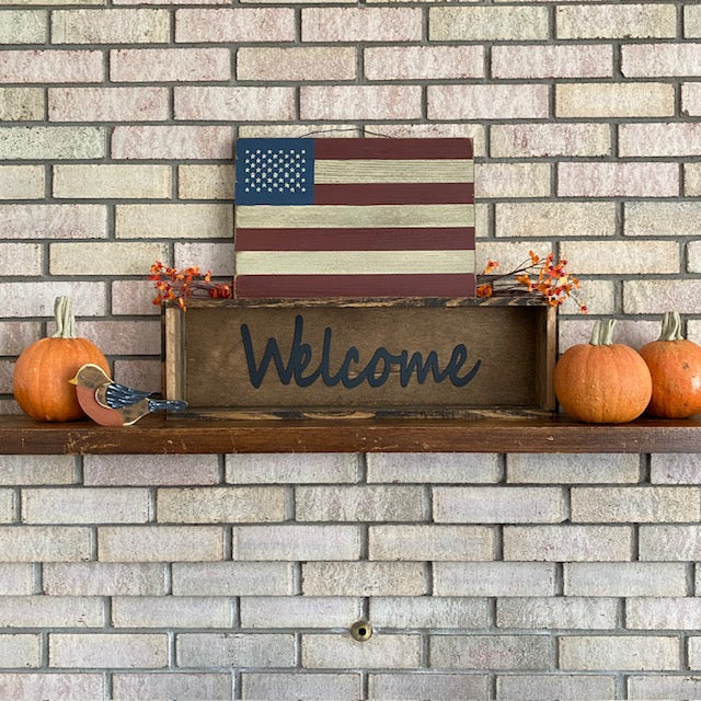 Handcrafted Wooden American Flag Artwork