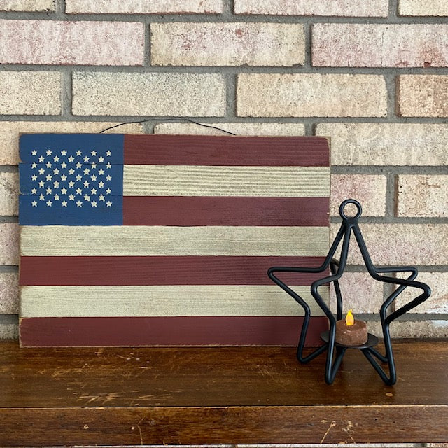 Handcrafted Wooden American Flag Artwork