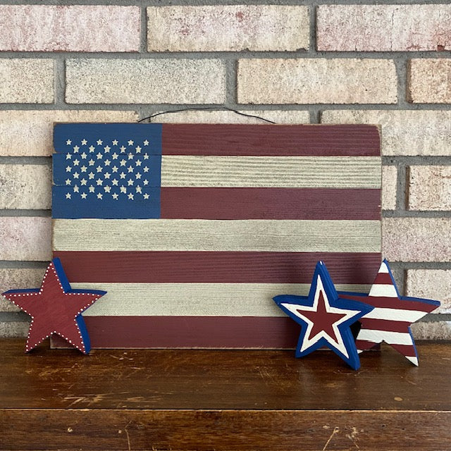Handcrafted Wooden American Flag Artwork